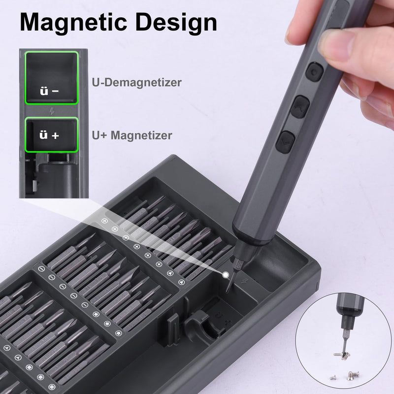 Mini Electric Screwdriver Set, 69 in 1 Small Electric Precision Screwdriver Set - 64 S2 Magnetic Bits, 5 Torque Settings, 4 LED Lights, Mini Electric Screwdriver Repair Kit for Computer Campera Phone