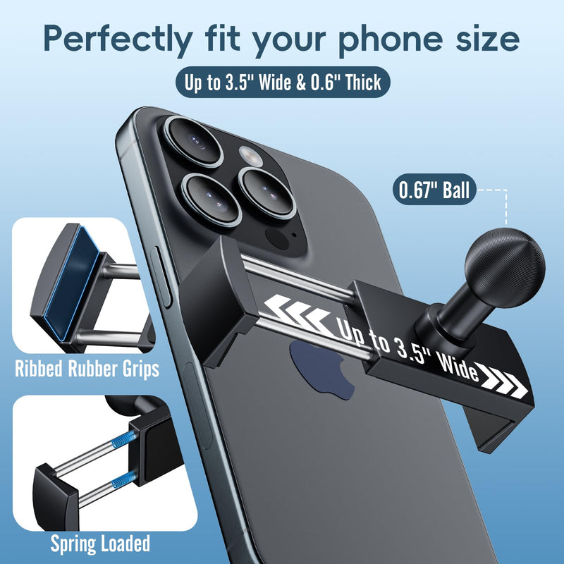 Metal Vent Phone Mount Compatible with Toyota Tacoma 2016-2023 Tundra | Tundra 2014-2021 3rd Gen | Metal Double Socket Arm | 360° Adjustable | Anti-Scratch Base | Keep Stable | 1-Min Install Universal Mount