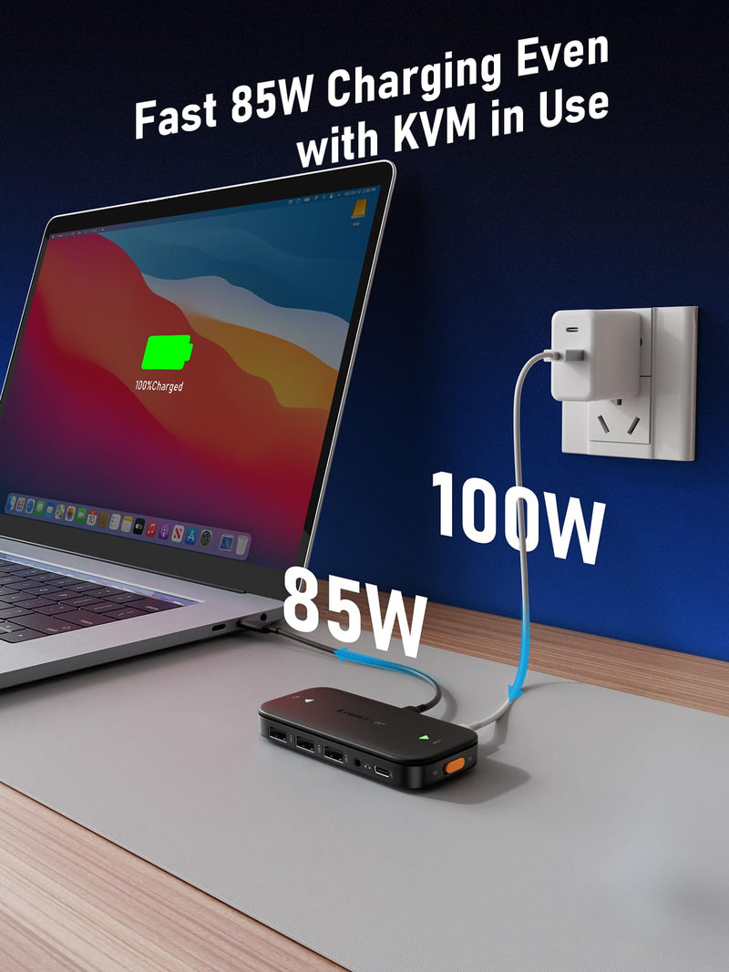 Lemorele USB C KVM Switch with 4K@60Hz HDMI, 4 USB A/C Ports、100W PD、3.5mm Audio for 2 Computers Share 1 Monitor/Keyboard/Mouse/USB Flash Drives, etc, Compatible with Windows,Mac,Linux,Android Black-USB 3.0 Switch