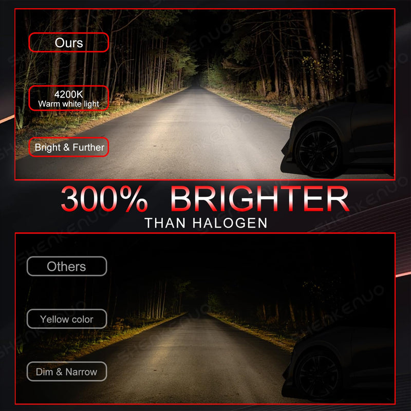 Halogen Headlight Bulbs for Chevy Equinox 2010-2018, 9005 High Beam & H11 Low Beam, 100W 10000LM 5000K White, 300% Brighter Halogen Replacement Bulbs, Plug and Play,Pack of 4
