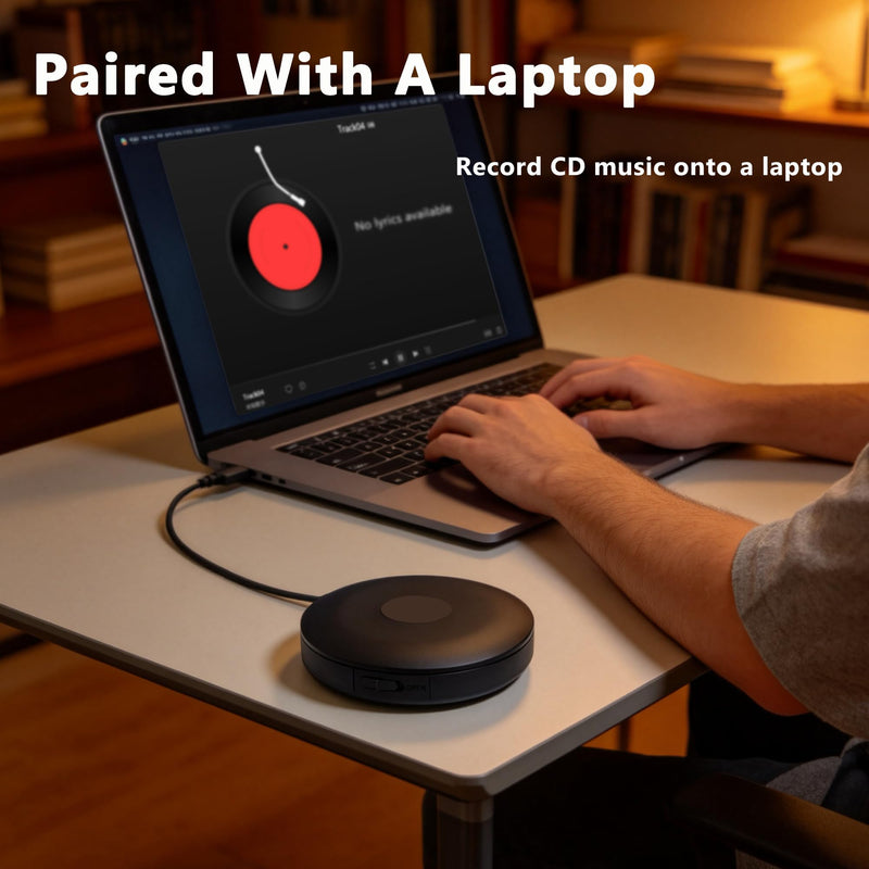 Portable CD Player for Car USB Connection and Bluetooth TX, External Car CD Player Plug and Play Lossless Sound Quality