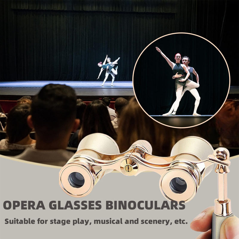 Opera Glasses Binoculars, Theatre Binoculars, 3X25, Metal Material, Vintage and Refined, with Adjustable Handle for Adults Kids Women in Musical Concert Cinema. opera glasses gold