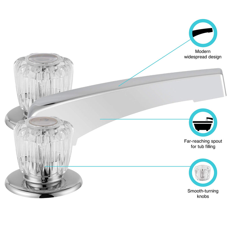 Dura Faucet DF-SA630A-CP RV Widespread Garden Tub Filler (Chrome) | RV widespread garden tub filler - switches spout to shower head. Chrome finish. Easy DIY install. Without Deckplat