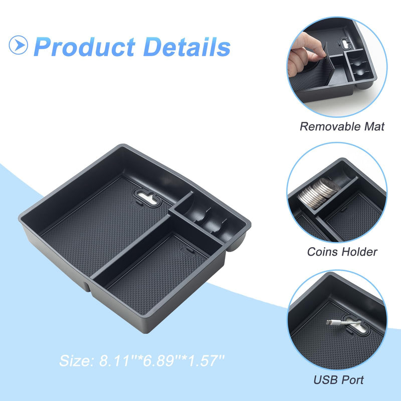 JKCOVER OEM Fit 2024 2025 Tacoma Center Console Organizer Tray Compatible with 2024 2025 Toyota Tacoma(4th Gen) and 2025 Toyota 4Runner(6th Gen) Accessories ABS Plastic Storage Box（Patented Design） black