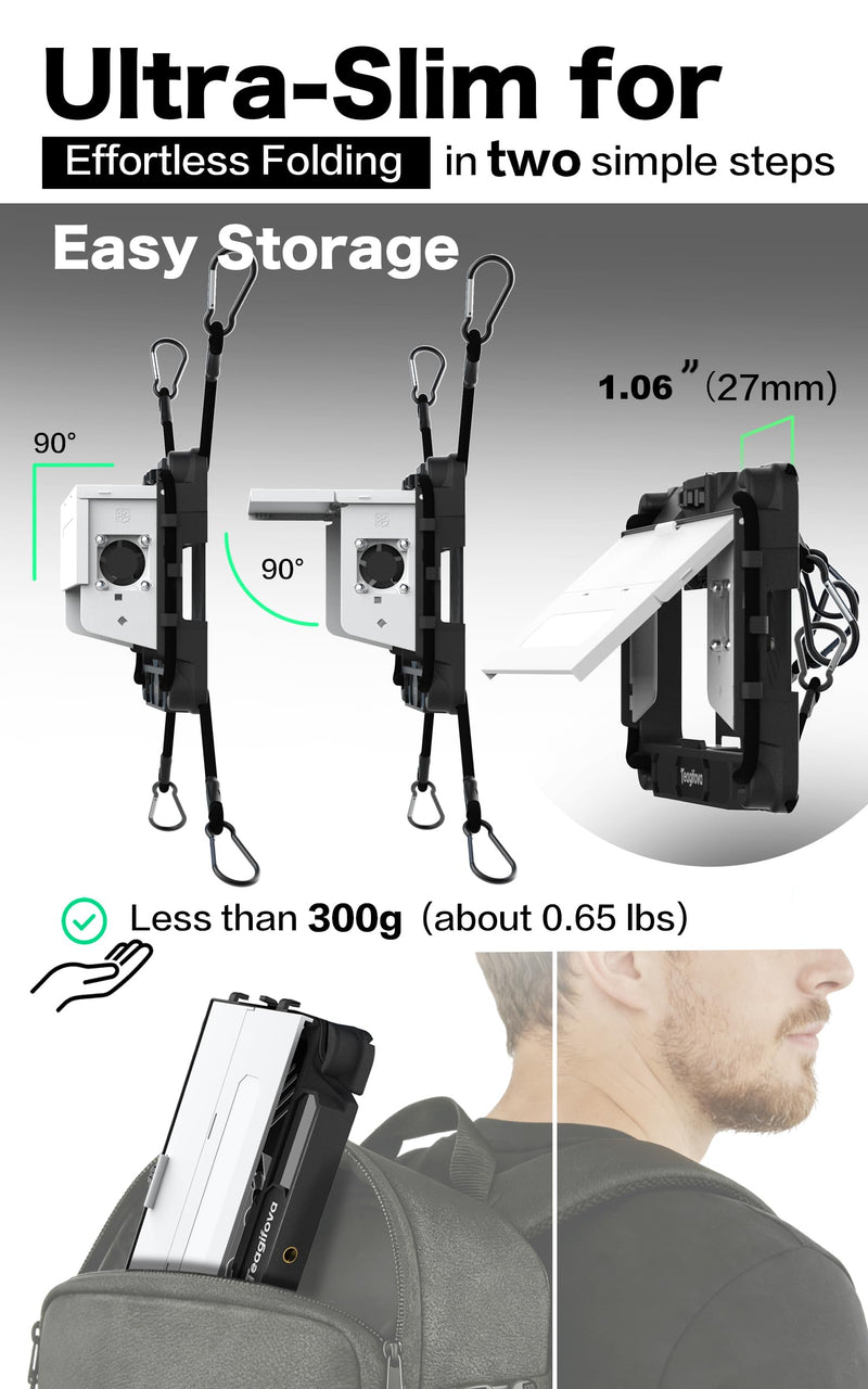 Phone Fence Mount with Sun Shade and Cooling Fan, Gamechanger Mounting Kit for Baseball Softball Tennis - Streaming Kit for iPhone, Clear View No Fence Bars in Frame (White) White