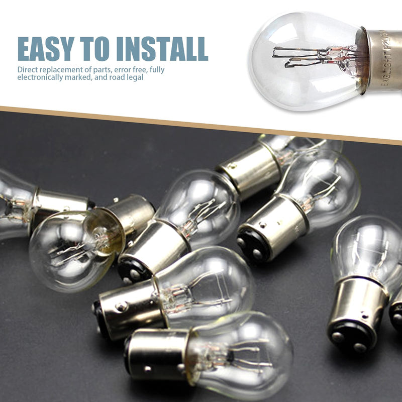 10 PCS 1157 Car Halogen Light Bulb, Vehicle Brake Light Bulb, P21/5W S25 BAY15D Double Tail Design, Universal Automotive Tail Light Accessories for Truck SUV Car (Clear) 10 PCS Clear