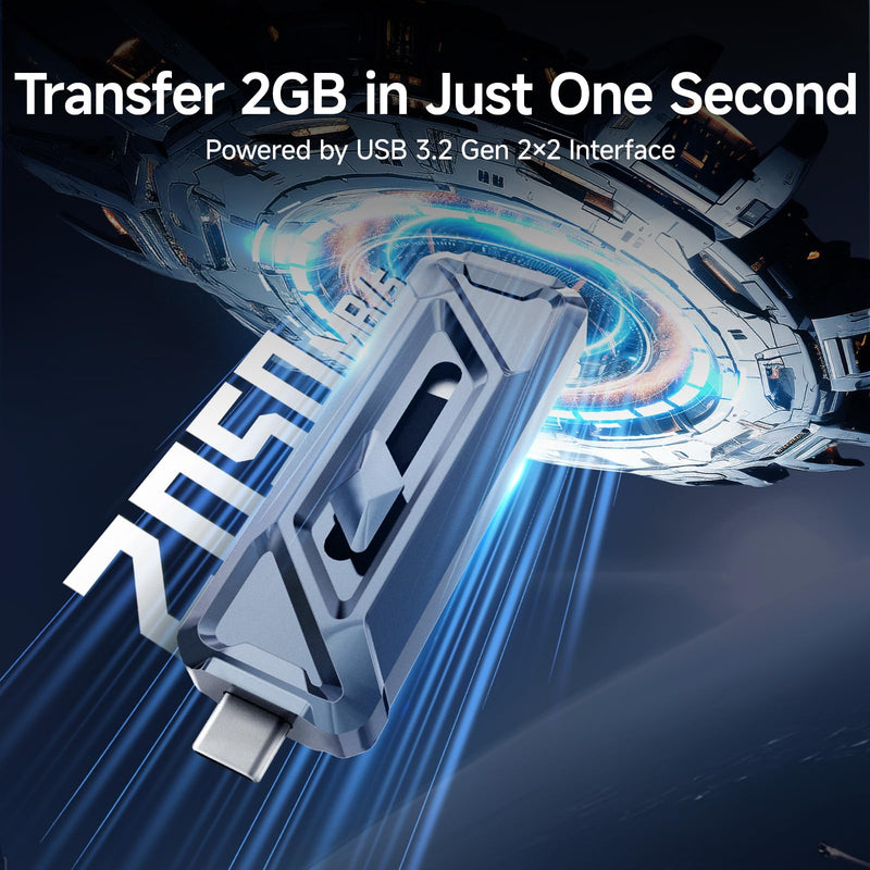 256GB External SSD USB Drive, 2050MB/s USB-C & USB-A Portable SSD -F955 | 4K ProRes HDR Recording & Store,Zinc Alloy,External Solid State Drive for iPhone 15/16/17 Pro & Pro Max,Android,PC,Mac 256.0 GB