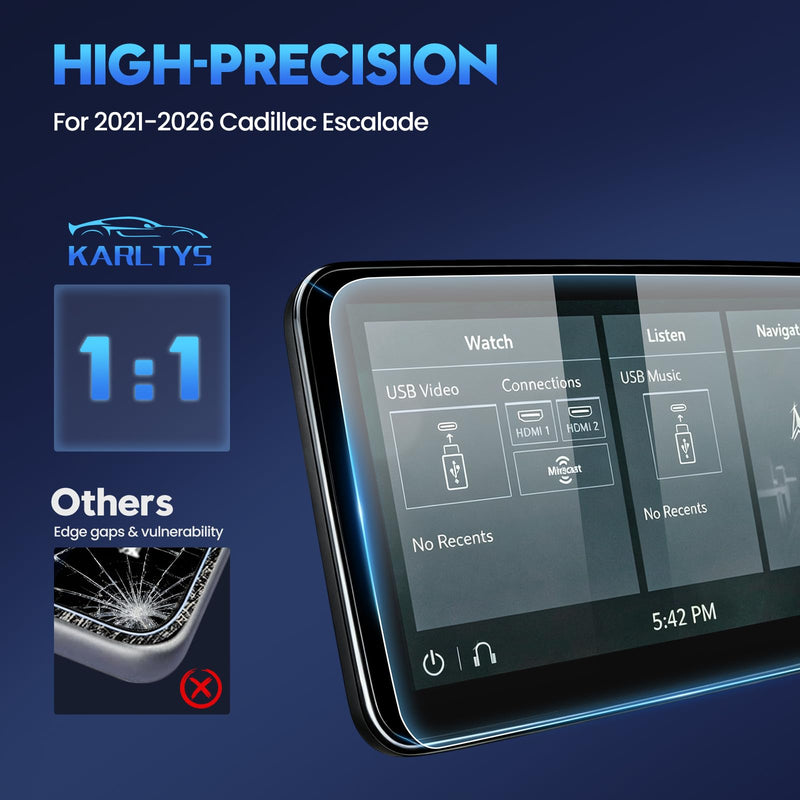 Karltys 2PCS Screen Protector for 2021-2026 Cadillac Escalade, 12.6 inch 9H Tempered Glass HD Navigation Screen Cover for Cadillac Escalade Touchscreen Film [Anti-Glare & No Fingerprint]