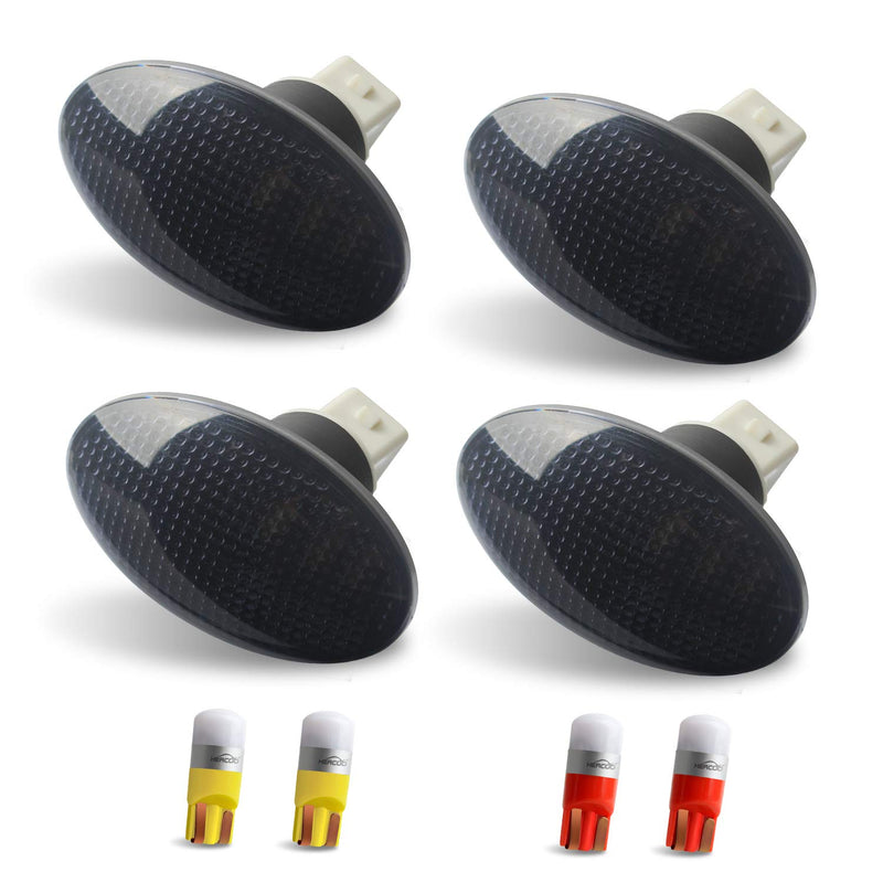 HERCOO Dually Bed Fender LED Side Marker Lights Front Rear Lamps Compatible with Ford 1999-2010 F350 F450 F550 Super Duty, Smoke
