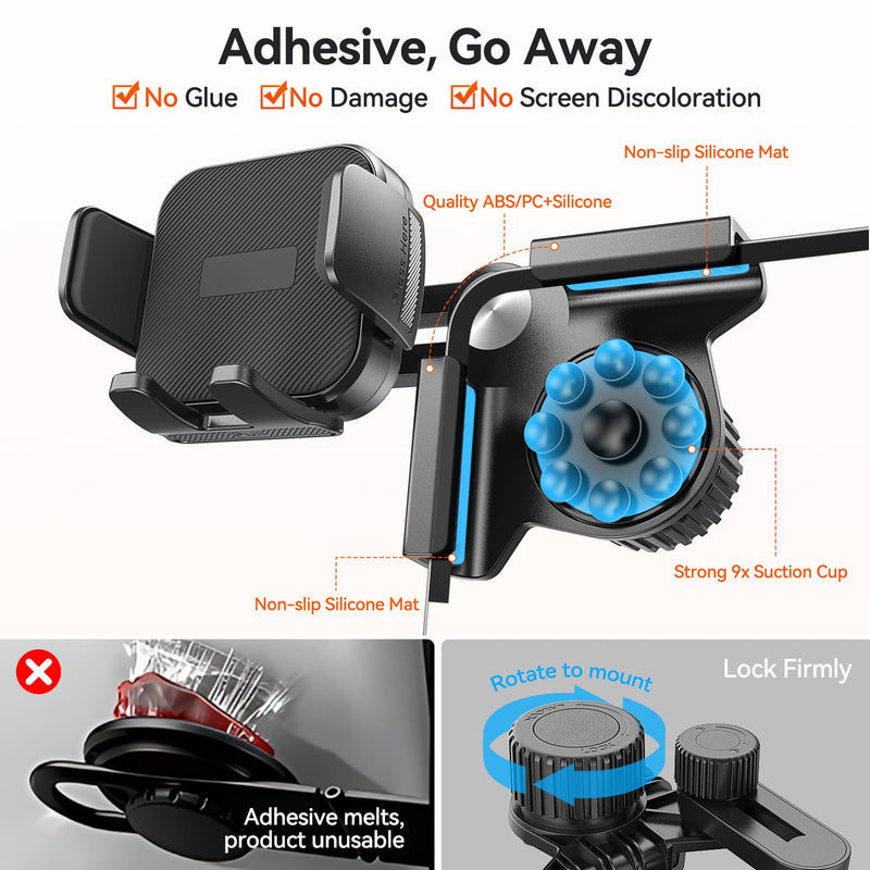 Tesla Phone Mount Model 3/Y Accessories: No-Adhesive for Clamp Car Mount for Model 3,Y,Juniper,Highland,Cybertruck,Fit for iPhone,Samsung,Google and All Android Mobile Phone