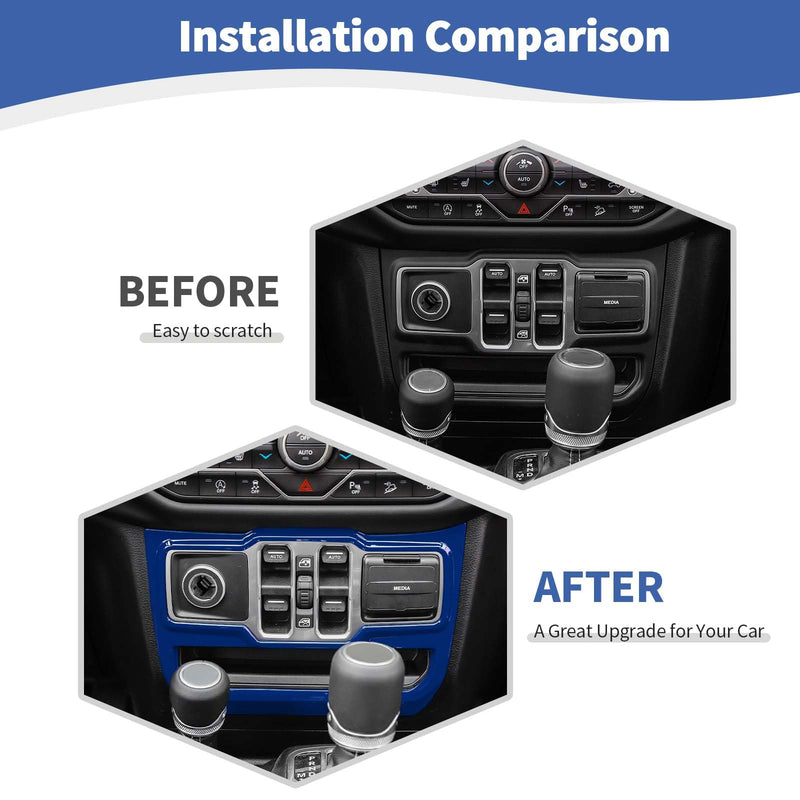 RT-TCZ for Jeep JL Center Dash Window Switch Panel Trim Cover for Jeep Wrangler JL JLU Gladiator JT 2018-2024 Blue Interior Accessories