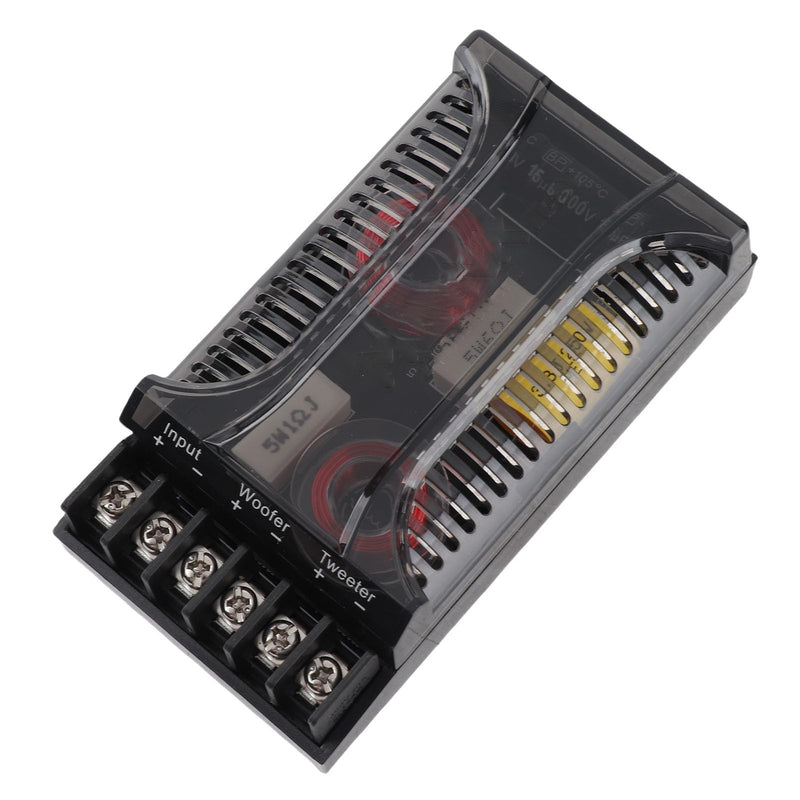 2Pcs 2 Way Crossover, 300W 12V Audio Speaker Crossover, Universal Car Speaker Frequency Divider, Metal Speaker Tweeter Crossovers with ABS Housing, Black, 4.72 x 2.7 x 1.4in