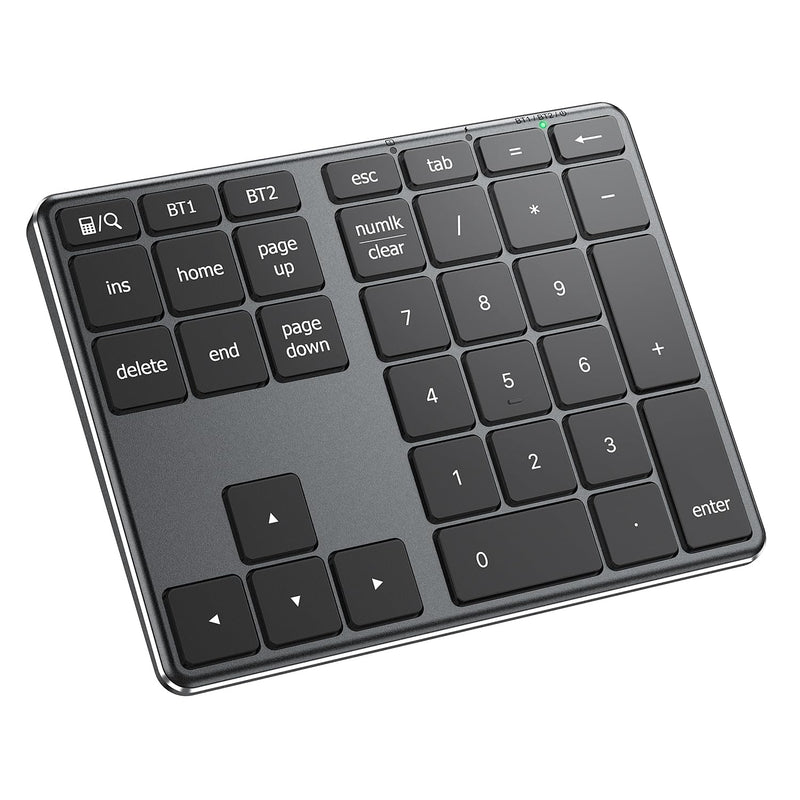 iClever Number Pad, Aluminum Wireless Number Pad for Multi Devices, USB-C Rechargeable, External 34-Keys Bluetooth Keyboard for Data Entry, Compatible for Laptop, Mac, iMac, Tablet, PC Desktop Black