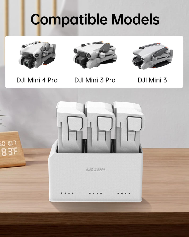 Mini 3 /Mini 4 Pro Battery Charger Hub, 37W Fast Charging Two-Way Hub with Storage LED Light Alarm Mode for DJI Mini 3, Mini 3 Pro, Mini 4 Pro Charging Hub