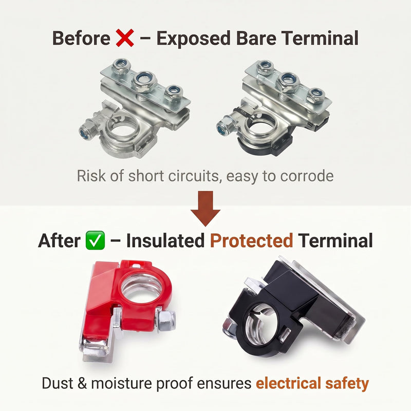 2PCS Battery Terminal Connectors, 12V Automotive Top Post Battery Wire Cable Terminals Clamp Connectors, 3 Way Positive and Negative Car Batteries Terminal Clamps, Universal for Car Boat Van