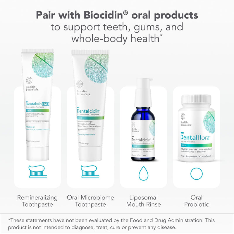 Biocidin Dentalcidin Whitening Toothpaste - Mint Fluoride Free Toothpaste for Sensitive Teeth - 18 Botanical Blend - Promote a Healthy Oral Microbiome, Plaque Removal, Gum Health - Plant Based (3 oz) Dentalcidin Toothpaste