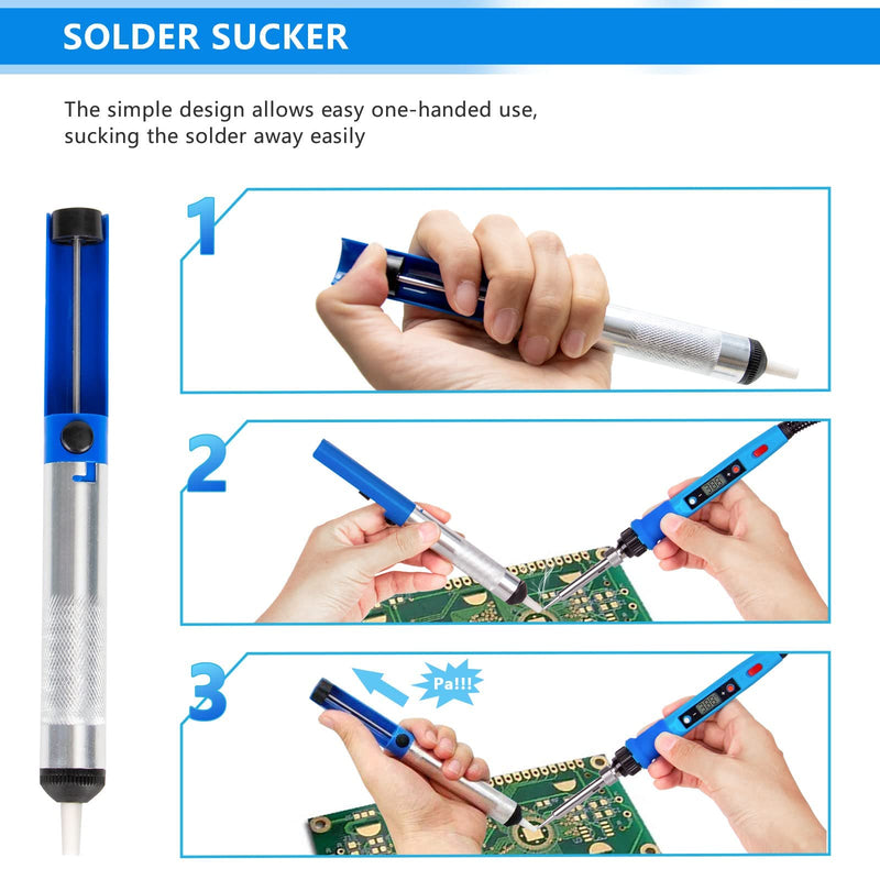 Soldering Iron Kit, 80W 110V Upgraded Digital Electric Solder Irons, with LCD Display, 39-in-1 Adjustable Temperature Welding Tool for Metal, Jewelry Electrical Repairs, DIY 80W-blue-39-in-1