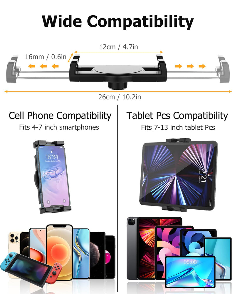 Car Cockpit Tablet Mount Suction, Vehicle Tablet Holder for Driver [Flexible Metal Arm] Dashboard Windshield Window Mounting for Tablets Phones, iPad, Galaxy Tab, Z Fold, iPhone, 4-13" Device