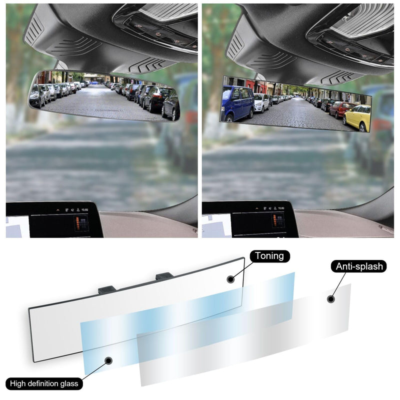 SINGARO Interior Rearview Mirrors, Universal Panoramic Car Rear View Mirror Accessories, Wide Angle Reduce Blind Spot Effectively for Car, Jeep, Truck, Motorcycle, Tractor, ARB, ATV, SUV, RV Basic version