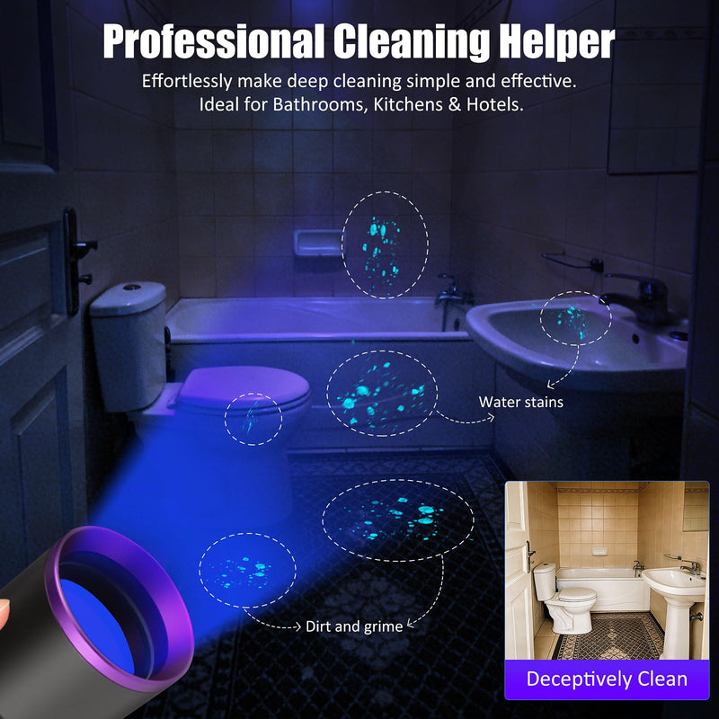 365nm UV Flashlight Black Light Rechargeable, Powerful Blacklight Flashlights, Portable UV Light for Pet Urine Detection, Resin Curing, Rocks, Bed Bugs, Scorpion, Yooperlite, Uranium Glass, AC Leak