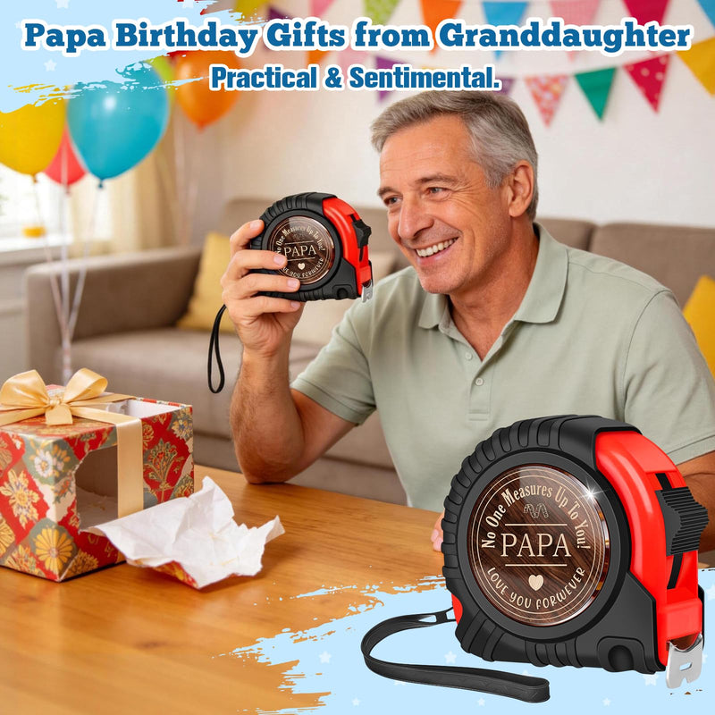 Papa Gifts for Grandpa Fathers Day Birthday Gift Ideas, Best Papa Gifts from Grandkids Granddaughter Grandson, Carpenter Gifts for Grandfather Grandparents Abuelo Grandad, Tape Measure 25 FT Tools