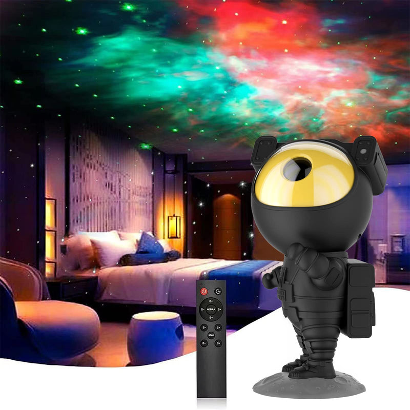 Astronaut Galaxy Projector Night Light, Star Projector Galaxy Night Light, Starry Nebula Ceiling Projection Lamp with Remote Control Timer and 360°Adjustable, Kids Adults Room Game Room Decor Projector-Black