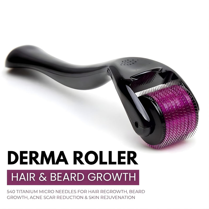 Derma skin Roller, Micro-needling Roller, Titanium 540 Needles,Facial Skin Roller Cellulite Hair Growth, Skin Anti Ageing Scar,use for women face massage, Neck Wrinkle Stretch (Needle Size 0.25mm) Needle Size 0.25mm