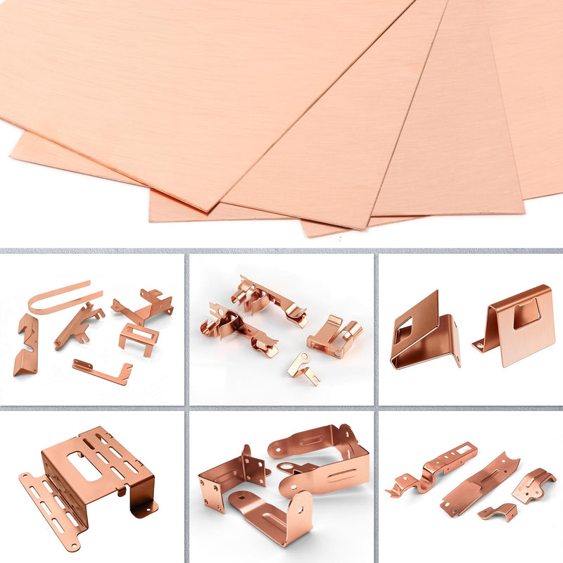 Adrattnay 4-Pack 99.9% Pure Copper Sheets Metal 8" x 8", 24 Gauge Copper Sheets 0.5mm (0.02") with Double-Side Protective Film for Jewelry Making, Crafts, Soldering, Electrical Projects 8x8in
