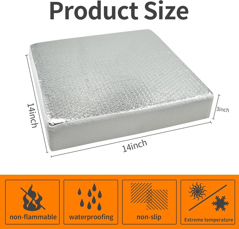2PCS 14"x14"x3" Universal RV Vent Insulator, RV Skylight Cover with Reflective Surface, Skylight Shade Energy Savings Sunroof Fits for 14 Inch X 14 Inch RV/for Camper Vents 2PACK 14"x14"x3"