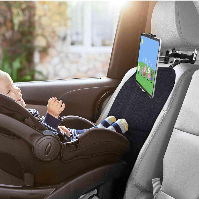 Universal Car Headrest Tablet Mount for iPad Tablets, Nintendo Switch, iPhone, Smartphones, Compatible w/ 4.5"-10" Device, 360° Rotation, Easy Installation, Black