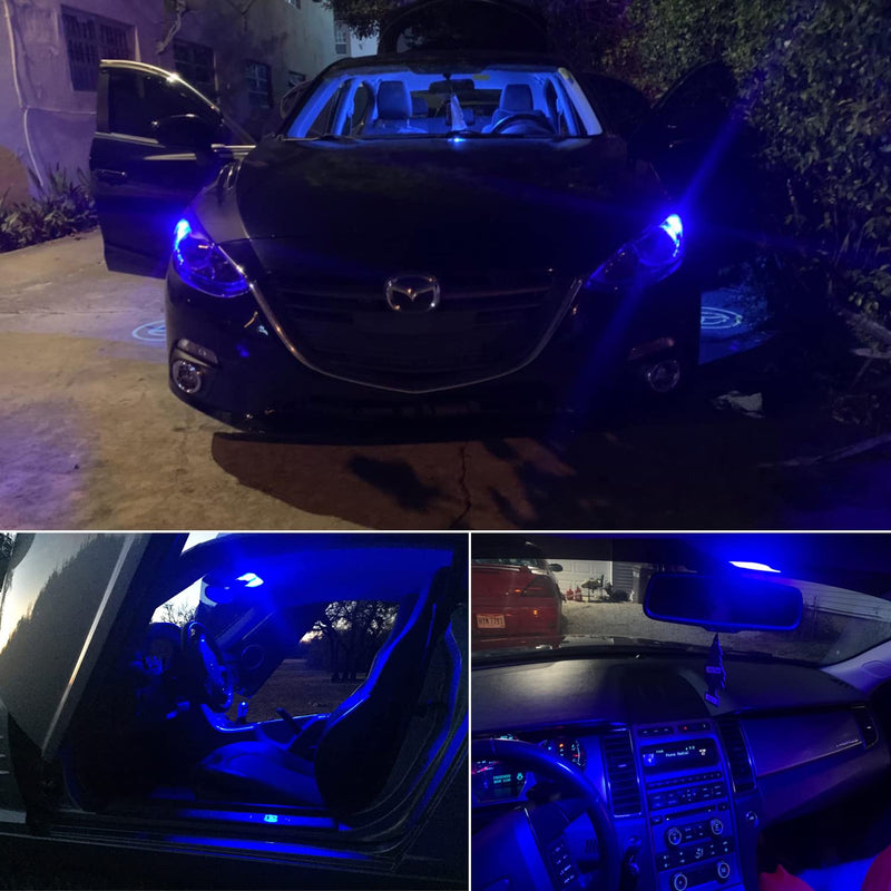 PHINLION 194 LED Light Bulb Blue Super Bright 168 2825 W5W T10 Wedge 6-SMD 3030 Chipsets LED Replacement Bulbs for Car Interior Map Dome Parking Door Courtesy License Plate Lights