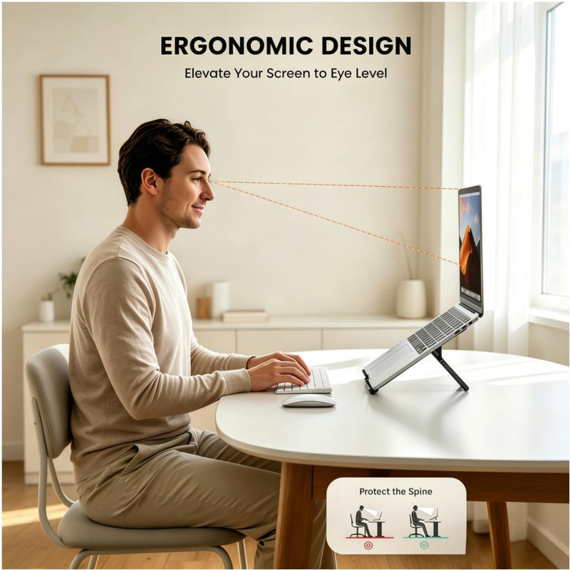 4-in-1 Foldable Laptop Stand,Magnetic Phone & Tablet Holder,Portable Riser | Multifunctional Aluminum alloy Laptop Stand, Foldable Portable, Magnetic Phone & Tablet Holder, Multi-angle Ergonomic Design