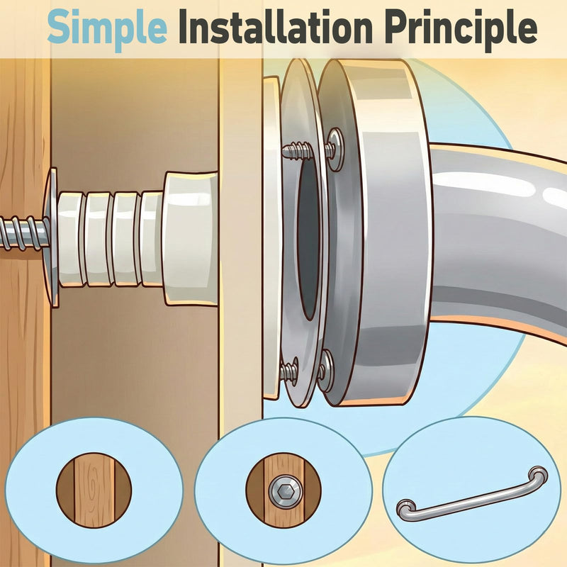 Grab Bar Mounting Kit for Fiberglass Showers, Grab Bar Anchors with Adjustable Spacers (15/16" to 2-1/8"), Shower Stall Kit for Installing Grab Bar to Stud, 1 Pair