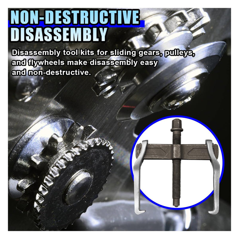 4'' 2 Jaw Bearing Puller, Adjustable Bearing Gears Removal Tool with Two Jaws for External Internal Pulling, Non-Slip Grip Gear Puller for Removal of Pulleys Flywheels Bearing
