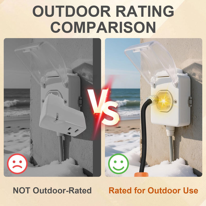 2 PCS Temperature Controlled Extension Cord, Auto 37°F(3°C) On/50°F(10°C) Off, YeloDeer Energy-Saving Thermostatically Controlled Outlet for House 120V 15A Plug in Thermostat for Heate 2