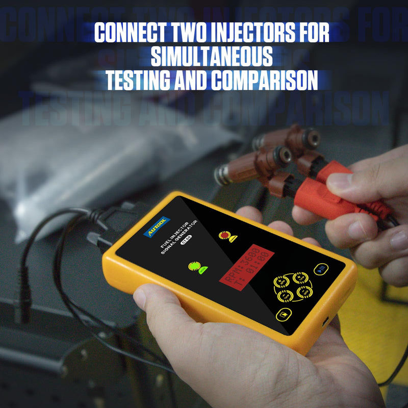 AUTOOL Fuel Injector Tester and Cleaner 12V&70V, Fuel Injector Cleaning Tool Kit for GDI, Adjustable Pulse Width RPM & Time, Two Injectors Test Simultaneously