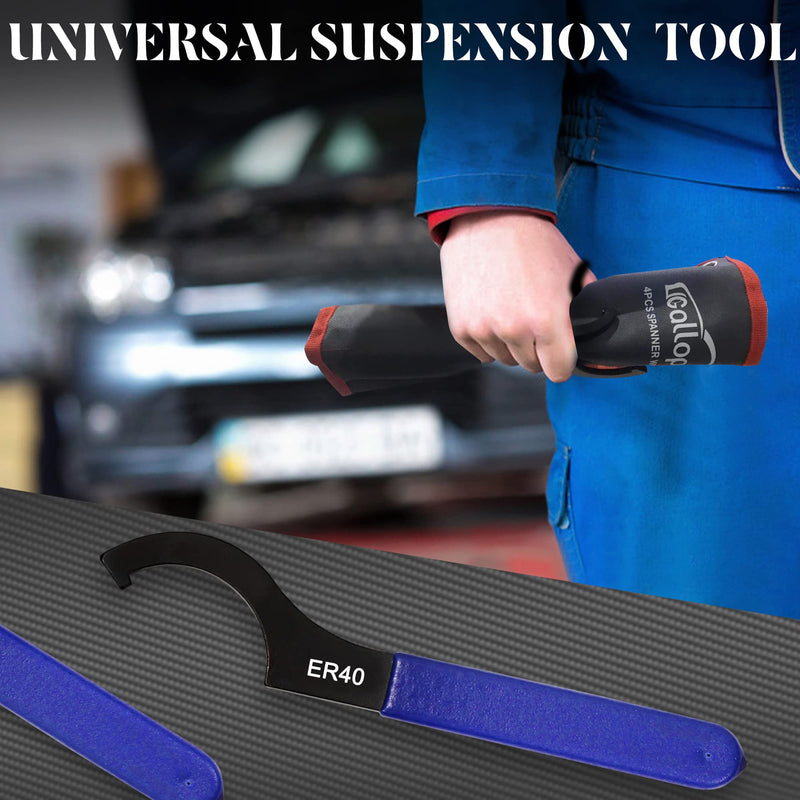 4Pcs Universal Coilover Spanner Wrench Set, Shock Wrench Adjustable Spanners for Most Car and Motorcycle Coil Over Shock Adjustments 4 pcs Red