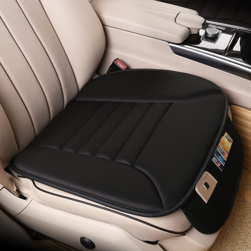 Premium Car Seat Cushion, Driver Seat Cushion with Comfort Memory Foam & Non-Slip Rubber Bottom, Car Seat Pad Works with 95% of Vehicles and Office Chair or Home (Black) Black