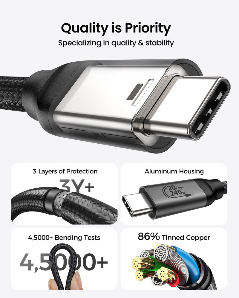 Silkland USB C Monitor Display Cable 6.6FT [4K@144Hz/60Hz 8K@30Hz], USB C 3.2 Gen 2x2 Video Cable, 20Gbps Data Transfer, 240W PD Fast Charge, Compatible with iPhone 16, MacBook Pro, iPad 6.6 Feet