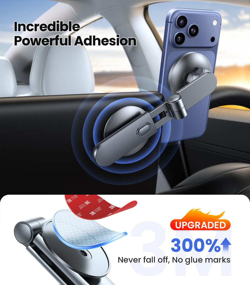 VICSEED Tesla Phone Mount【Strongest Magnet Power】Foldable Hidden Tesla Phone Holder Fit for All Phone, Tesla Model 3 Model Y for MagSafe Car Mount, Tesla Model 3 Accessories, Tesla Model Y Accessories Black