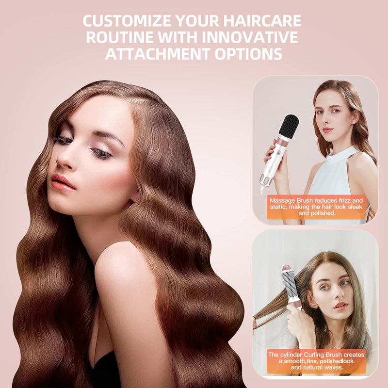 Air Styler 5 in 1 Hair Styler 1000W Hair Dryer Brush Negative Ion Hot Air Brush Hair Curlers, Travel Hair Dryer for Women for Fast Drying, Curling & Volumising