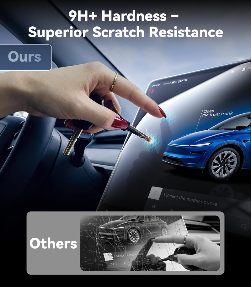 Nmoiss 3 in 1 16“ New 2026 Model Y Premium & performance Screen Protector | [9H+ Hardness No More Glare & Fingerprint] Matte 3 Psc Protector Center Display + Rear Touchscreen + Rearview Mirror Model Y 16“ Model Y