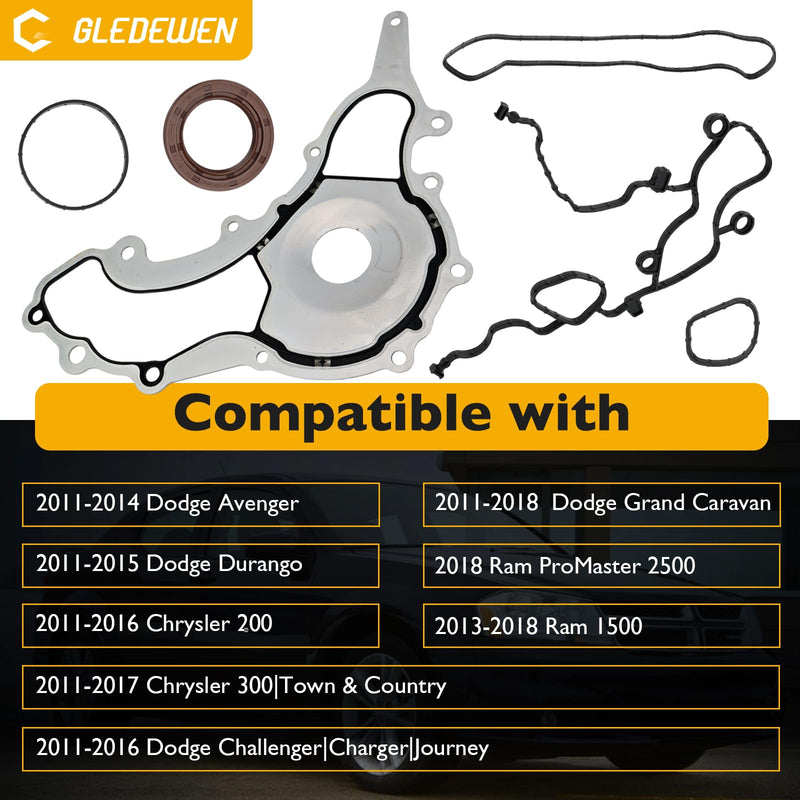 Timing Cover Gasket,Compatible with 2011-2017 Dodge Grand Caravan Jeep Grand Cherokee Chrysler 3.2L 3.6L V6 Engine,Replace# TC1169