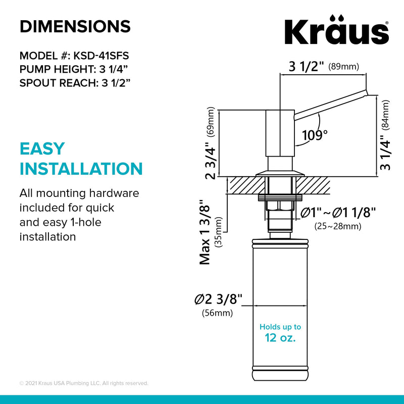 KRAUS Kitchen Soap and Lotion Dispenser in Spot Free Stainless Steel, KSD-41SFS Modern Style