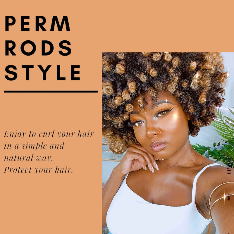 Perm Rods Hair Rollers Large Long Short Hair Styling Tool Hair Curlers for Natural Hair Dark Orange Color