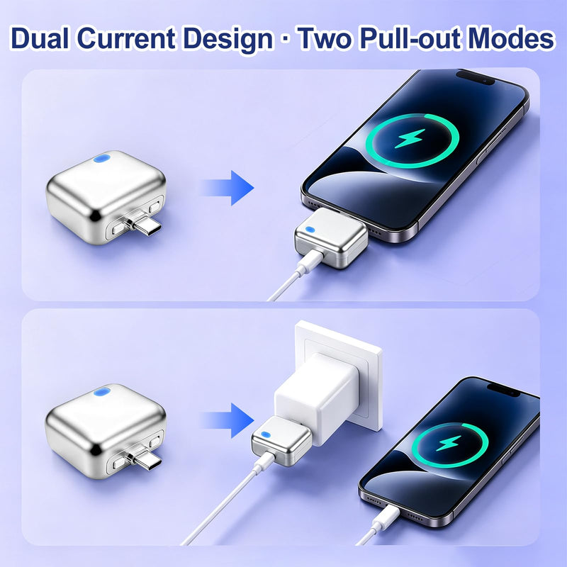 Full Charge Separator, Auto-Pop USB-C Charging Disconnect Adapter, Prevents Overcharging & Battery Overheating, Compatible with Phones, Earbuds, Tablets & Low-Power Devices, Supports Fast Charging Silver