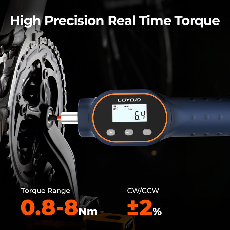 GOYOJO Digital Torque Screwdriver 7.08–70.8 in-lb / 0.8–8 Nm, 1/4" Adjustable Torque Screwdriver Set with Buzzer & Magnetic Bits, 999 Data Storage, for Gunsmithing, Electronics, and Mounting