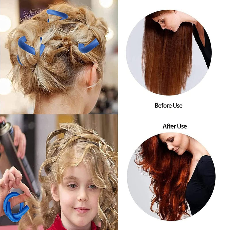 10Pcs Flexi Rods for Hair, Curlers Rollers Long and Short Hair Heatless Magic Sleeping Styling DIY Salon Bendy Rollers, Curling Rod Flexible Rods, blue, purple, pink, yellow, red
