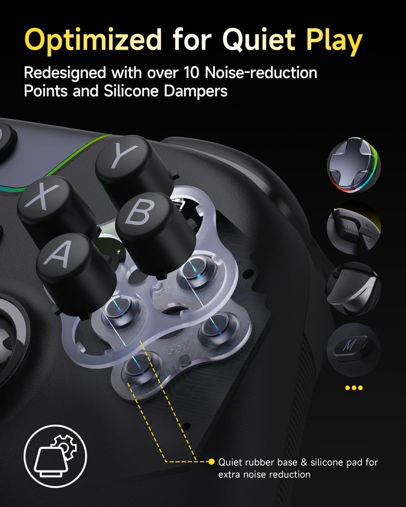 EasySMX X05Pro Wireless PC Gaming Controller with Smart Charging Dock | Hall Effect Joysticks, Full Quiet Buttons, Dual-Stage Linear Triggers, 8-Way D-Pad, PC/Android/iOS/Switch Compatible, Black