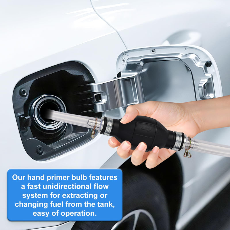 3/8" Boat Primer Bulb Marine for Outboard Motor Universal Fuel Line Hand Primer Bulb Manual Black Rubber Fuel Transfer Vacuum Pump for Gas, Gasoline,Diesel, Water 10 mm